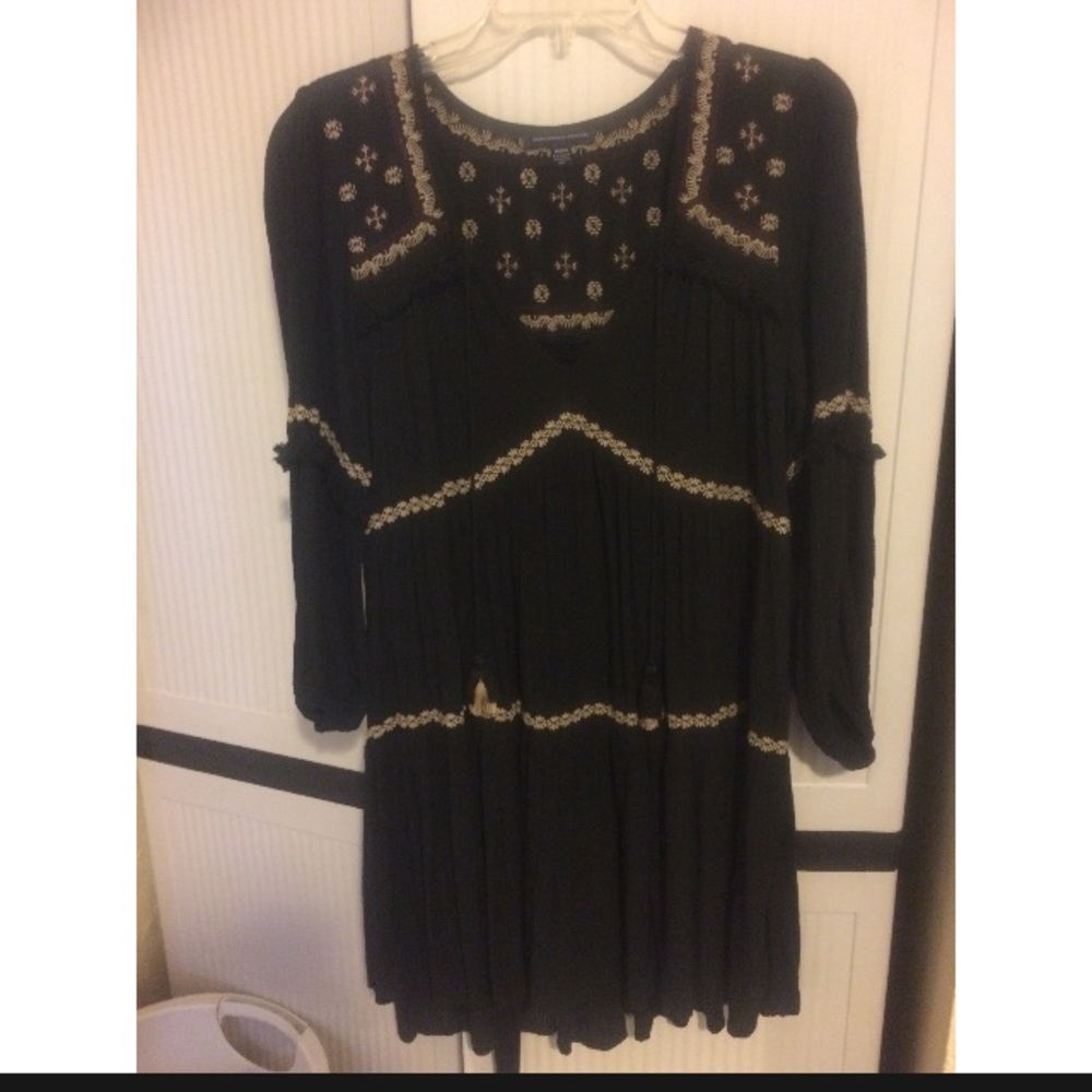 Black & Maroon Printed Dress